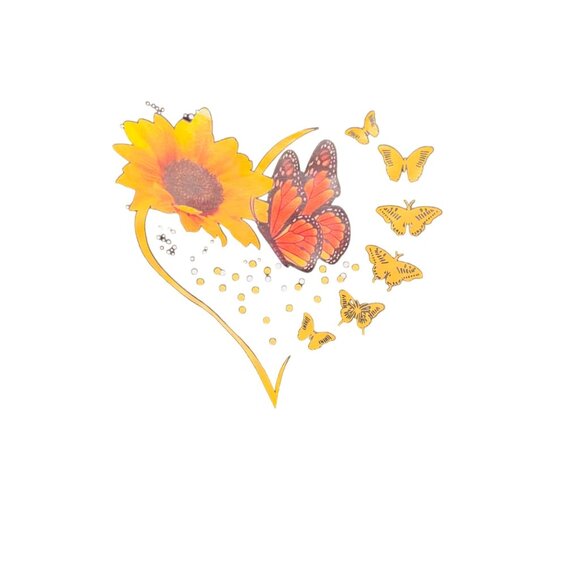 Shein Womens Black T-Shirt With Sunflower & Butterfly Print Size M - Picture 2 of 5